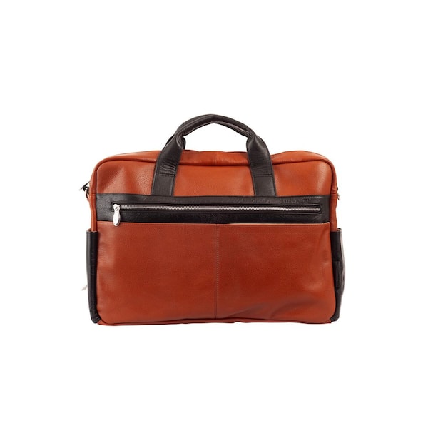 McKLEIN Southport Pebble Grain Calfskin Leather 17 in. Dual-Compartment Laptop Briefcase Brown (19100)