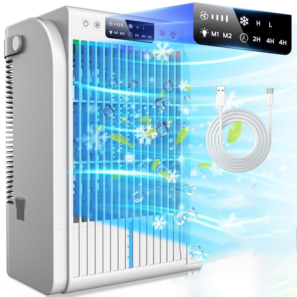 4 in 1 Humidifier Fan Conditioner with 1500ML,3 Speed AC Portable,Evaporati