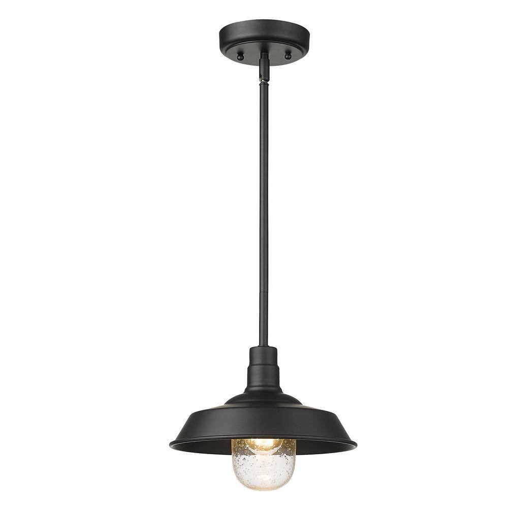Burry Matte Black 8" Outdoor Convertible Pendant with Clear Glass