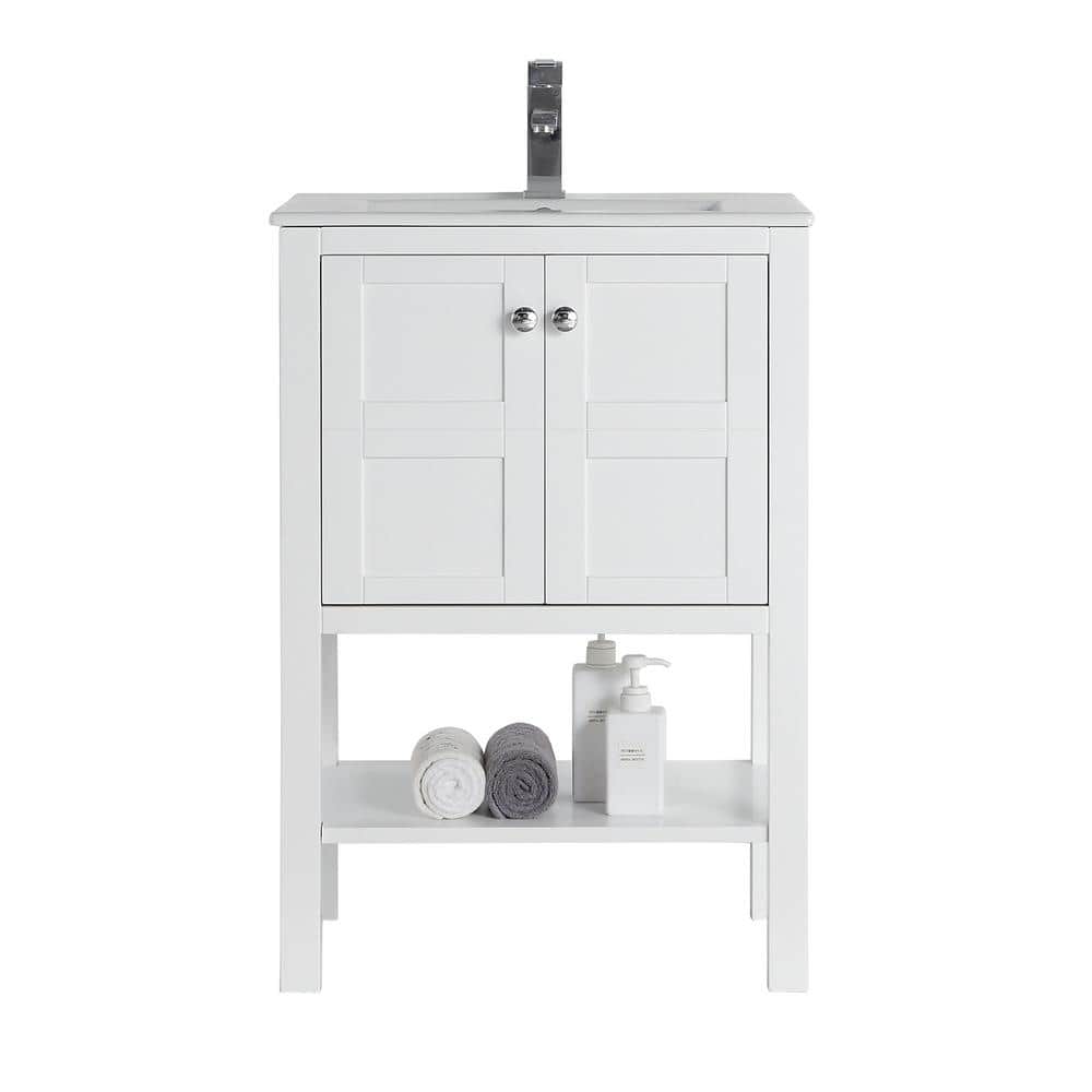 Arola 23.5 in. W x 18.15 in. D x 35 in. H Bath Vanity in White with White C