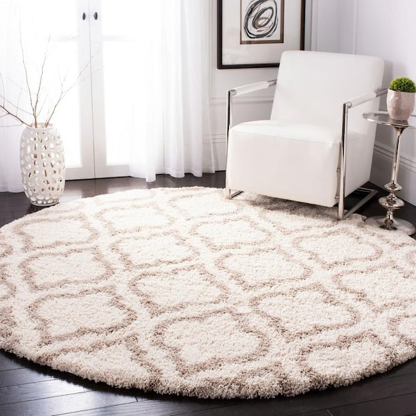 Hudson 5 ft. x 5 ft. Ivory/Beige Geometric Round Rug