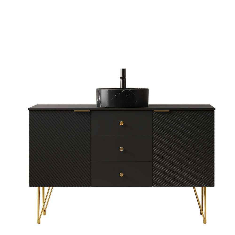 48 in. Freestanding Black Bath Vanity with Black Sintered Stone Top Assembled price history on PriceWatchPro