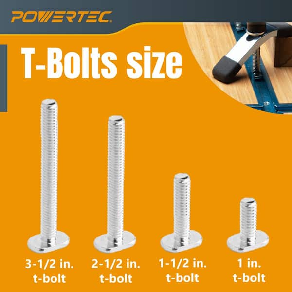 POWERTEC 71484 T-Track Knob Kit W/ 7 Star Threaded 1/4-20 Knobs, Bolts And Washers For Woodworking Jigs And Fixtures – Set Of 4 - View #9