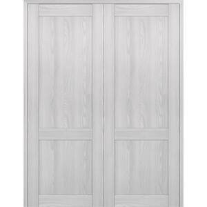56 in. x 84 in. 2-Panel Shaker Both Active Ribeira Ash Wood Composite Solid Core Double Prehung Interior Door
