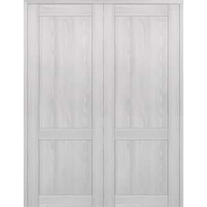 2 Panel Shaker 48 in. x 96 in. Both Active Ribeira Ash Wood Composite Solid Core Double Prehung Interior Door