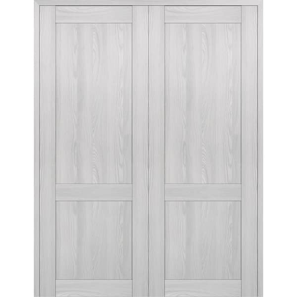 Belldinni 2 Panel Shaker 48 in. x 96 in. Both Active Ribeira Ash Wood Composite Solid Core Double Prehung Interior Door