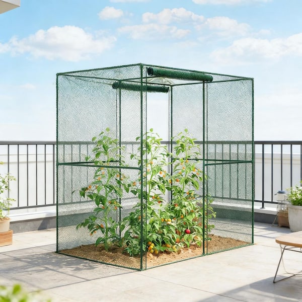 6 ft. x 4 ft. Green Polyethylene & Steel Grow Tent, Crop Cage, Flower Cage,  Plant Protection Tent-Walk-in Zipper Door BF28T3971FF263 - The Home Depot