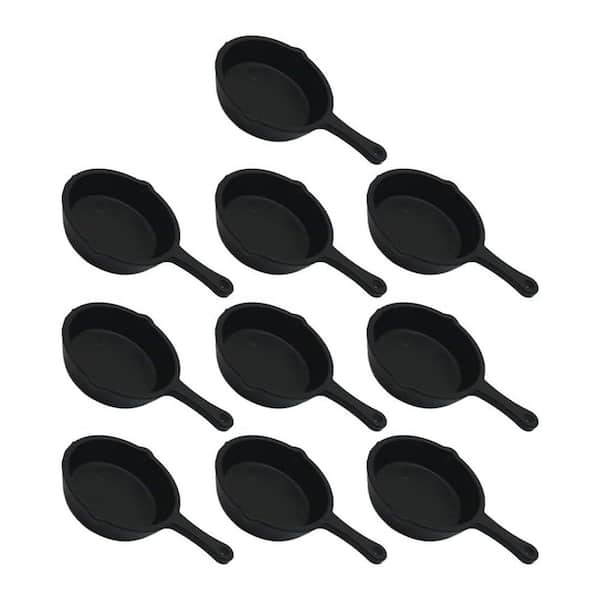 10-Pieces Mini Cast Iron Skillet Set Black Finish Creative Frying Pan Model Dollhouse Kitchen Accessories for Baking
