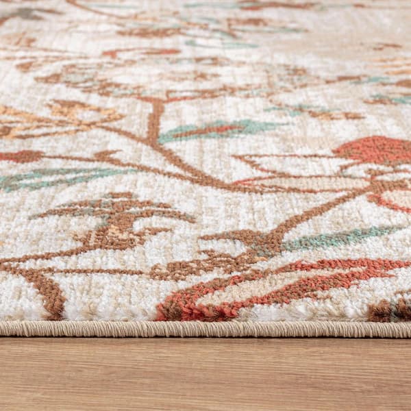 Vine Floral Beige 7 ft. 10 in. x 10 ft. Area Rug