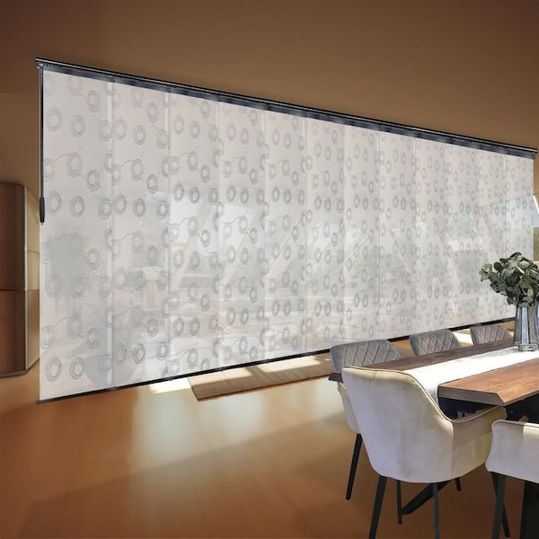 EMOH Serpentine 140 in. x 260 in. W x 94 in. L Adjustable 12-Panel Black Double Rail Panel Track with 23.5 in. Slates
