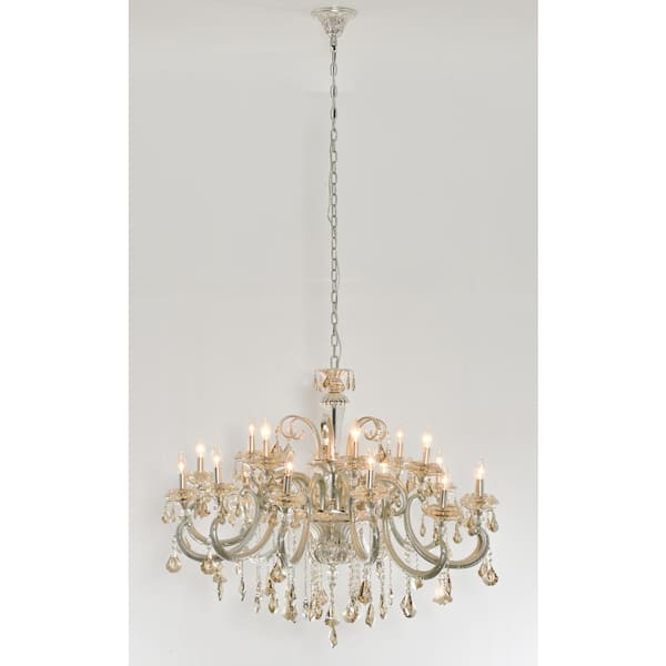 18-Light Multi-Color Crystal Circle Chandelier for Living Room with no Bulbs Included