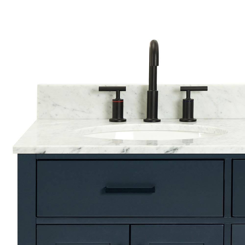 Midnight Blue 61" Freestanding Double Basin Vanity with Marble Top