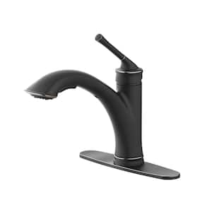Hemming Traditional Farm Single Handle Pull Out Sprayer Kitchen Faucet in Rubbed Bronze