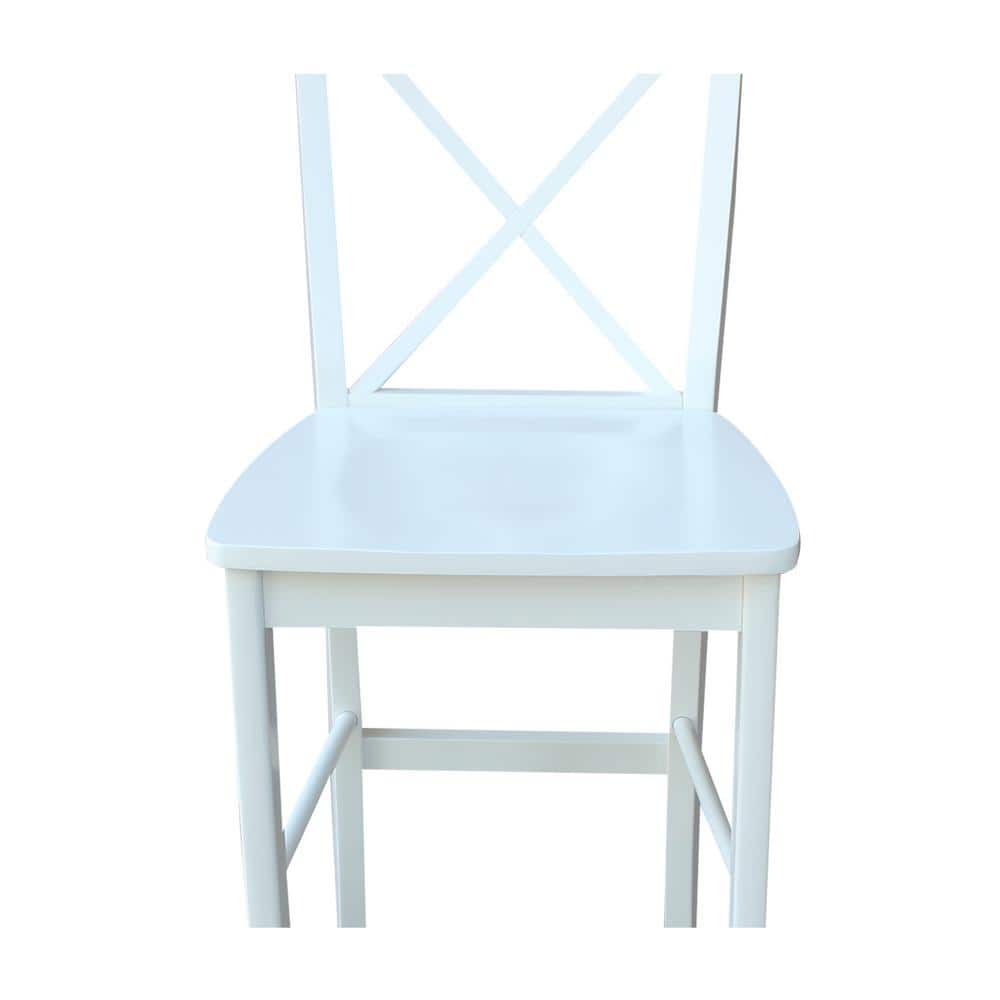 White Solid Wood X-Back 30" Bar Stool