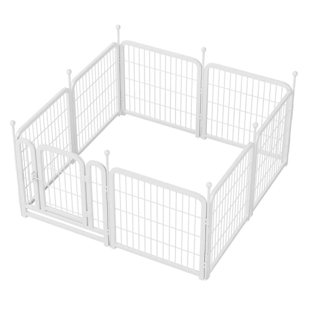 Dog Playpen, 24 in. H 8-Panels Fence Indoor Outdoor Heavy-Duty Metal Foldab