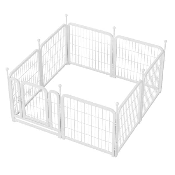 Unbranded Dog Playpen, 24 in. H 8-Panels Fence Indoor Outdoor Heavy-Duty Metal Foldable Dog Kennel Dog Pen with Anti-Rust Coating