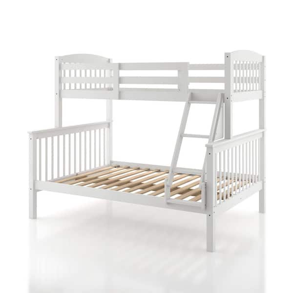 Cyra White Twin Over Full Modular Bunk Bed With Guardrails And Ladder