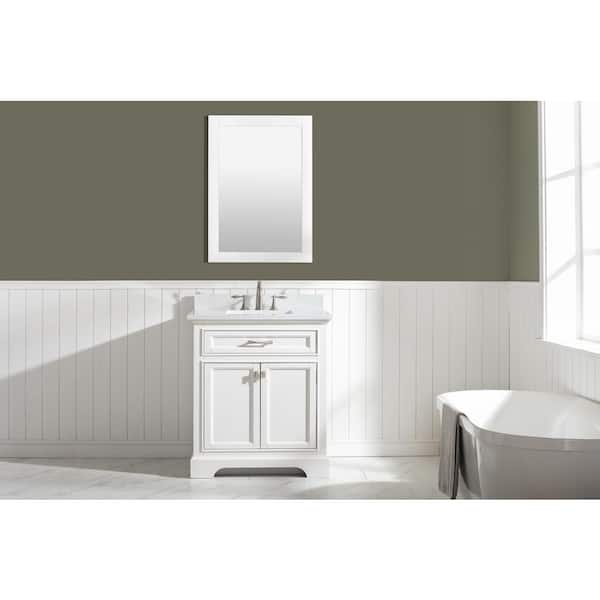 Milano 30 in. W x 22 in. D Bath Vanity in White with Quartz Vanity Top in White with White Basin