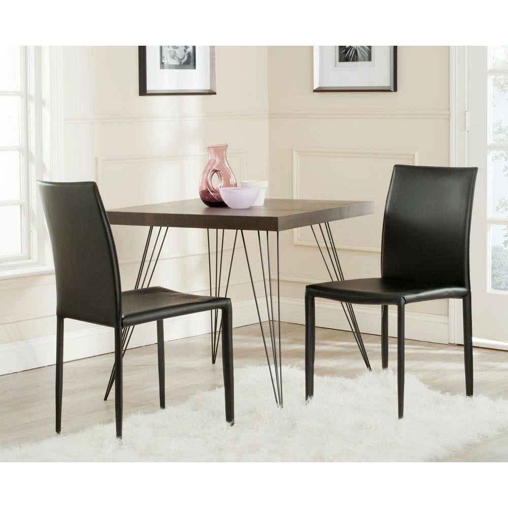 Karna Black Leather Upholstered Dining Side Chair Set