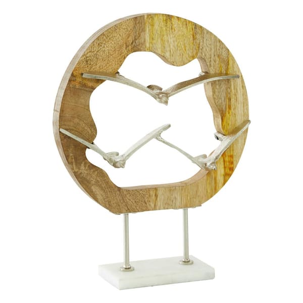 Litton Lane 3 in. x 13 in. Silver Aluminum Bird Sculpture