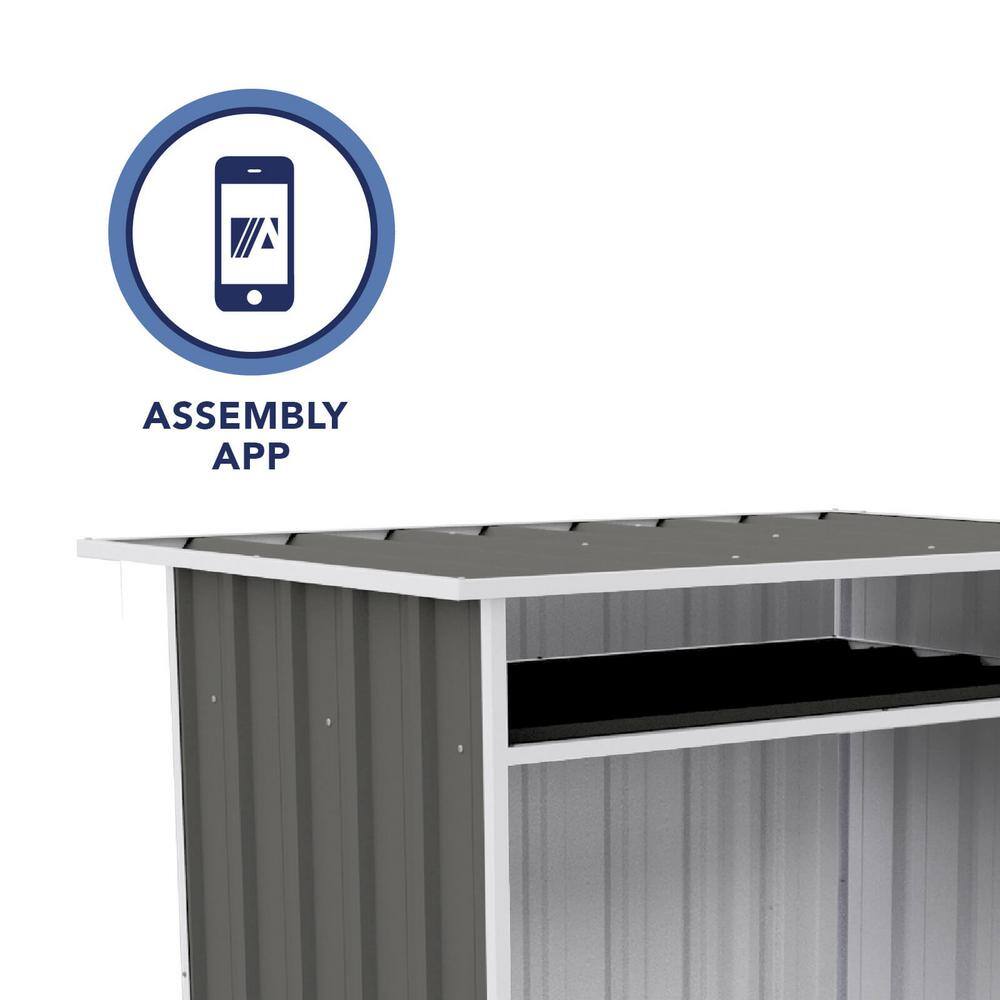 Woodland Gray Metal Firewood Storage Shed with Shelving