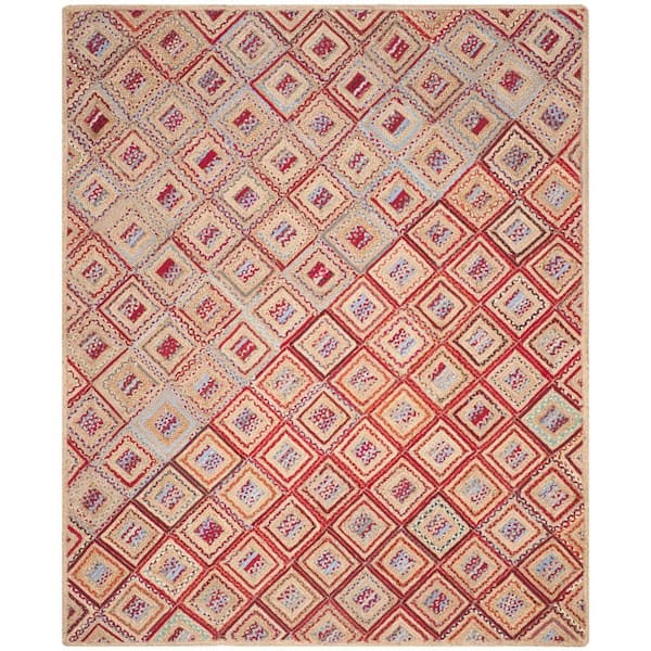 SAFAVIEH Cape Cod Natural/Red 8 ft. x 10 ft. Geometric Area Rug