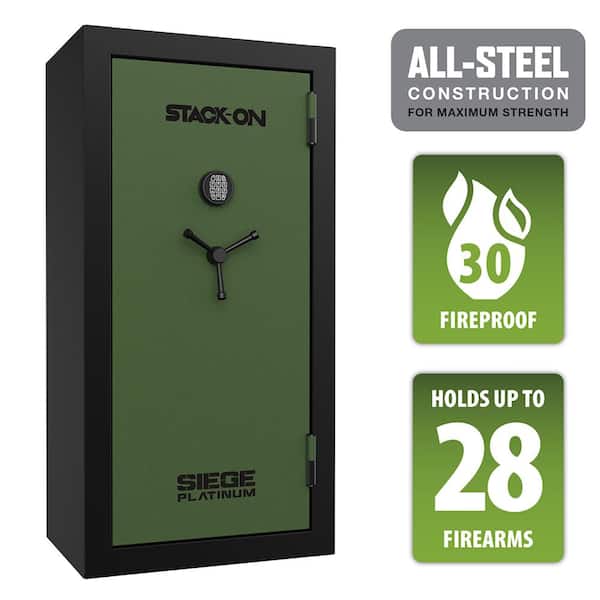 STACK-ON Siege Premier 24-Gun Fire and Waterproof, Electronic Lock, Black and Hunter Green, Gun Safe