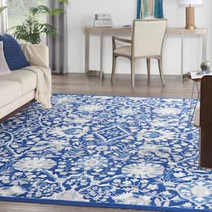 Whimsical Navy Multicolor 8 ft. x 10 ft. All-Over Design Traditional Area Rug