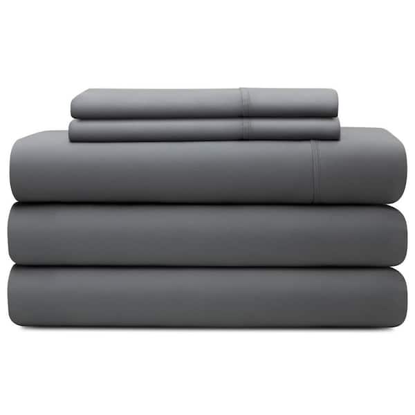 Brookside 5-Piece Slate Solid Cotton King - Split Sheet Set