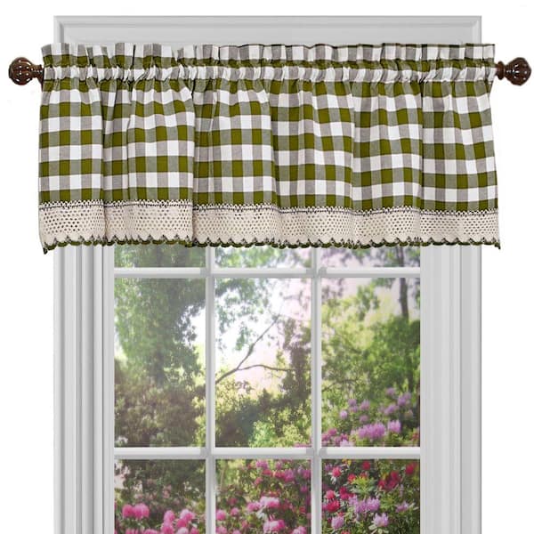 ACHIM Buffalo Check 14 in. L Polyester/Cotton Window Curtain Valance in Sage