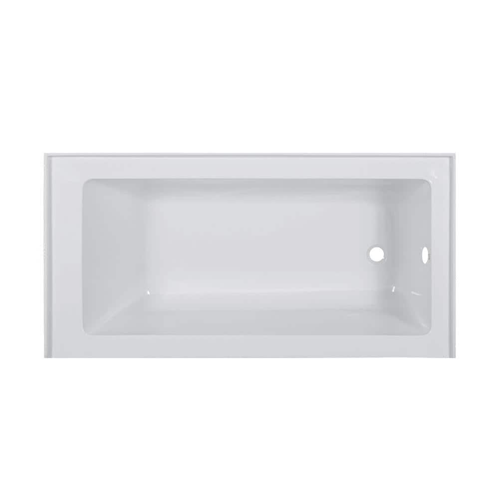 66-Inch White Acrylic Rectangular Apron Soaking Bathtub
