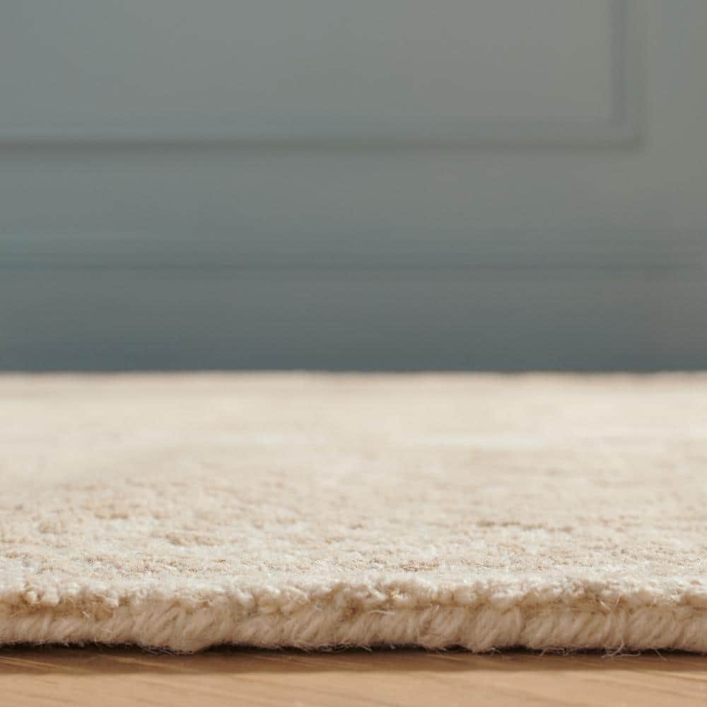 Ivory and Beige Hand Tufted Wool Trellis Rectangular Rug