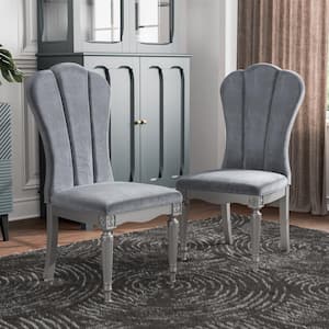 Seabliss Silver Fabric Velvet Glam Dining Chair Set of 2