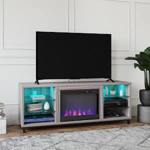 Cleavland Deluxe 64.75 in. Freestanding Electric Fireplace TV Stand for TVs up to 70 in. in Light Walnut