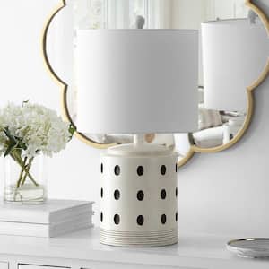 Lenis 22 in. Cream Table Lamp with White Shade