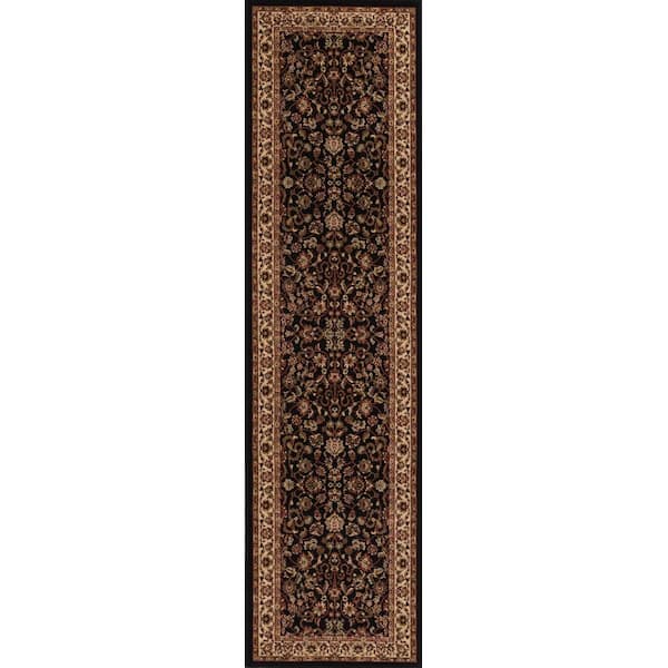 Persian Classics Kashan Black 2 ft. x 8 ft. Runner Rug