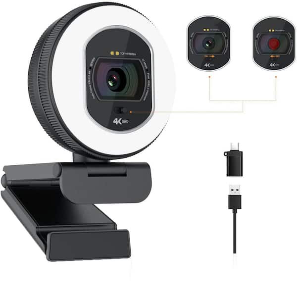 Vrbgify 4K UHD Webcam with Light-TOF Auto Focus, Dual AI Noise-Canceling Mics, 1080p 60FPS, USB, Privacy Cover, Zoom/Meeting
