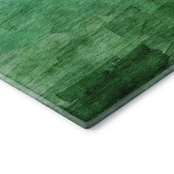 Mayfield Premium Machine Washable Abstract AMF1465 Green 2 ft. 3 in. x 7 ft. 6 in. Runner Rug