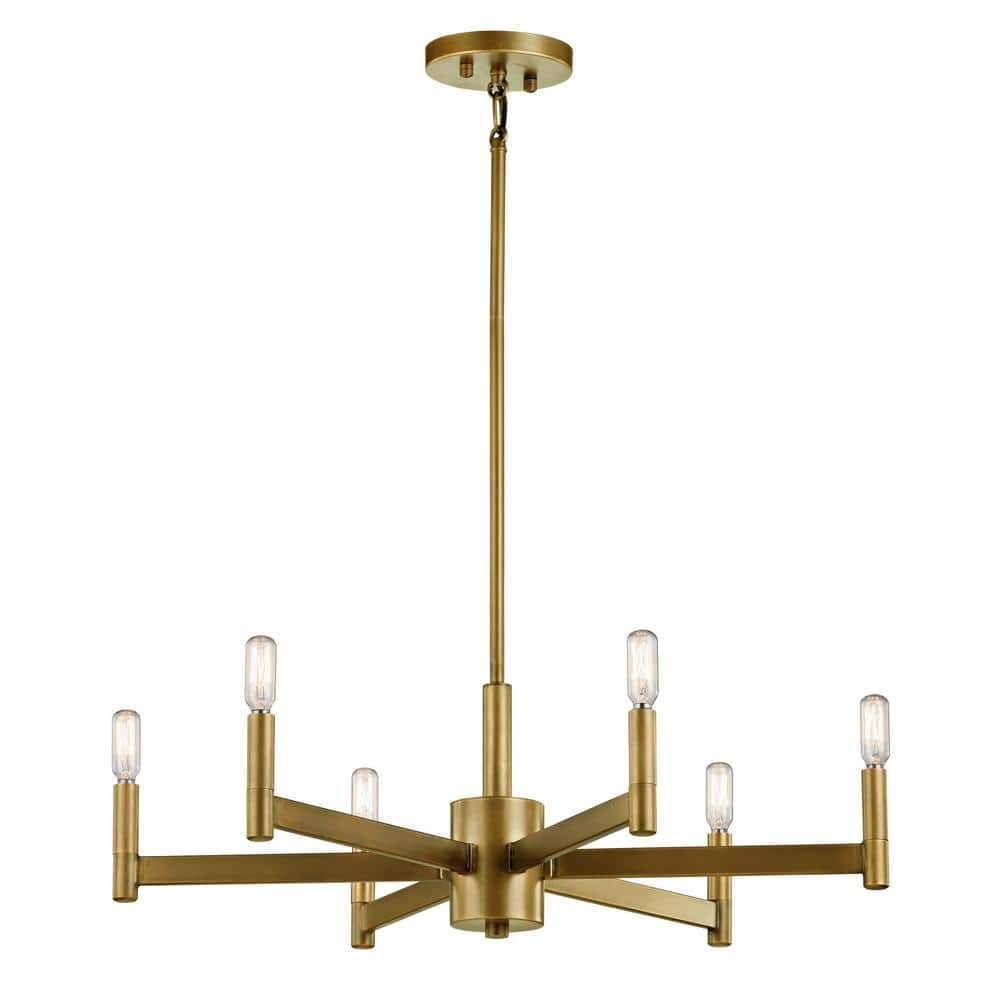 KICHLER Erzo 26 in. 6-Light Natural Brass Contemporary Candle Circle ...