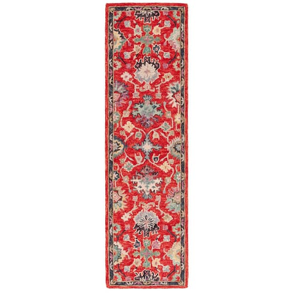Blossom 2 ft. x 8 ft. Red/Ivory Aztec Floral Runner Rug