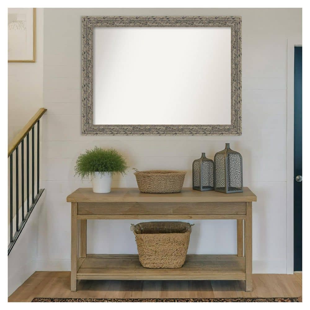 Attic Aged Silver 43.5 in. x 32.5 in. Non-Beveled Traditional Rectangle Wood Framed Wall Mirror