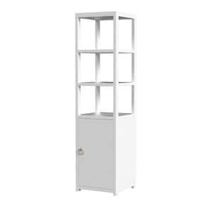 70.0 in. H x 18.0 in. W x 18.0 in. D White Lark 3- Tier 1-Door Narrow Bookcase Etagere