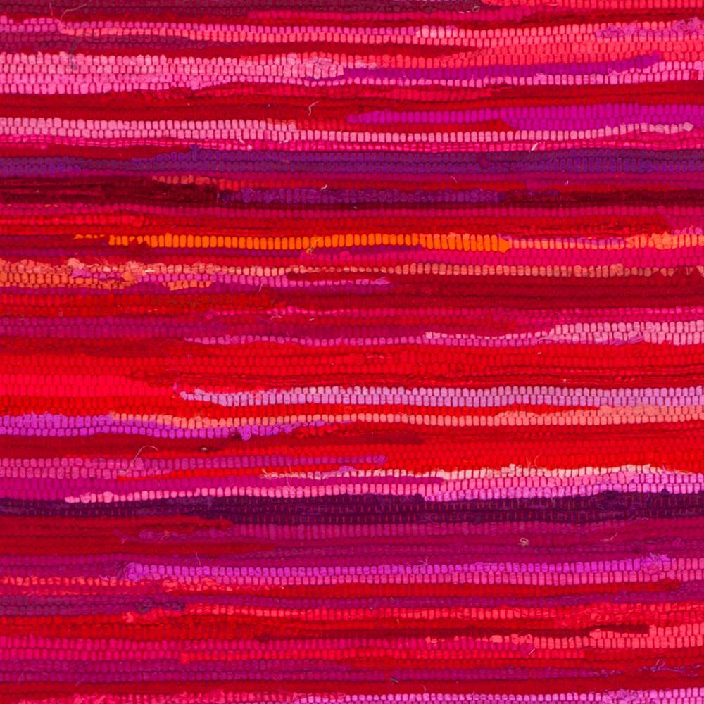 Handwoven Charm Striped Red and White Cotton-Wool Runner Rug, 2'3" X 6'