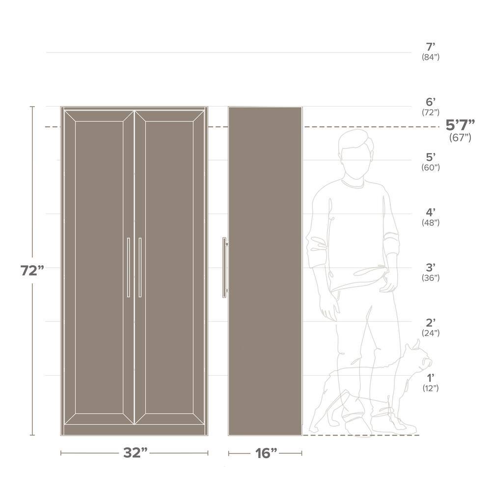 Elite White Tall Storage Cabinet with Adjustable Shelves