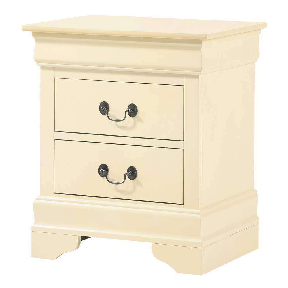 Beige Louis Philippe 2-Drawer Wooden Nightstand
