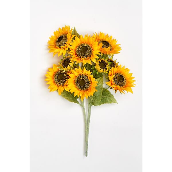Unbranded 25 in. Artificial Sunflower Bush with 6 in. Artificial Flower Heads and 3-Buds