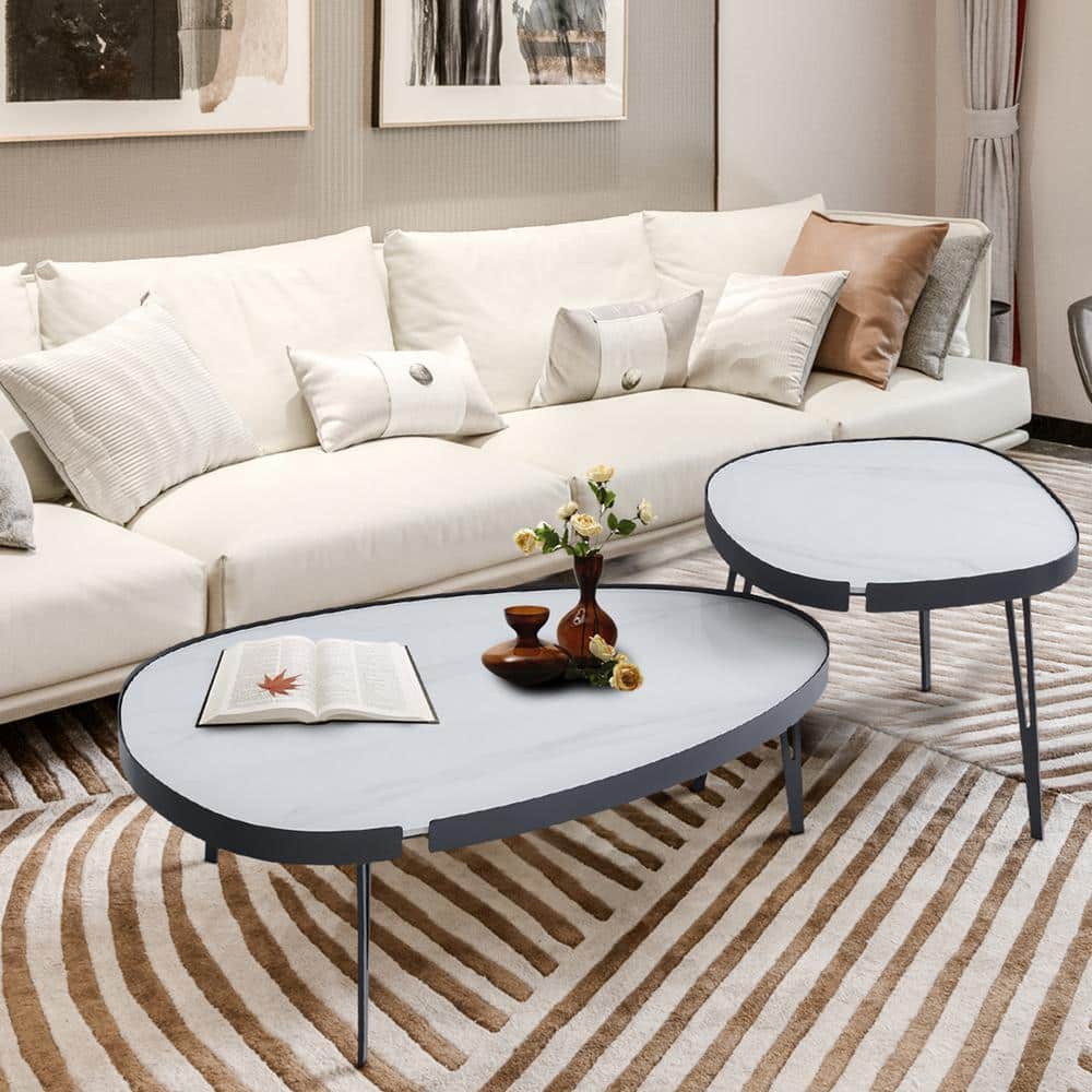 Seafuloy 63.77 in. Black Oval Nesting Metal Frame Coffee