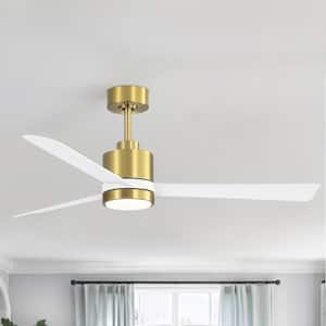 Claude 52 in. Integrated LED Indoor White and Gold Ceiling Fan with Light and Remote Control Included