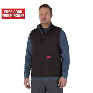 Men's Large Black Heavy-Duty Sherpa-Lined Vest with 5-Pockets