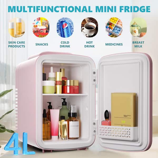 SIMZLIFE 8 in. 0.15 cu. ft. Portable Mini Refrigerator in Pink